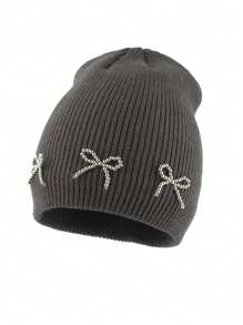Winter Warm Knitted Hats For Women Korea Elegant Beaded Bow Cute Hat Fashion Street Hip Hop Beanie Caps Outdoor Sport Ski Cap Valentine's Day Valentines,Summer,Beach - Bead Bow - View 4