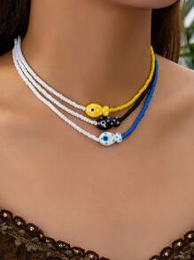 1pc Handmade Bohemian Glass Beaded Fish Pendant Necklace For Women (Shape And Color Are Random) - A10255 - View 7