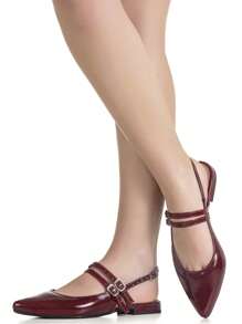 Women's Shoe Slingback Flat Flat Pointed Toe Buckles Mule Social Casual Gigil - Gỗ đỏ - Xem 1