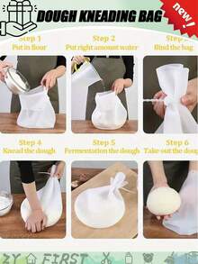 1 pieza Bolsa de amasado de silicona reutilizable, multifuncional para mezclar masa de pan, pasteles y pizza, bolsa para mezclar harina y bolsa de conservación, bolsa de cocina multifuncional