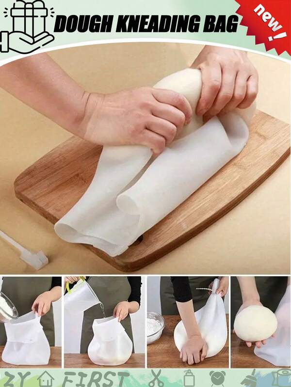 1 pieza Bolsa de amasado de silicona reutilizable, multifuncional para mezclar masa de pan, pasteles y pizza, bolsa para mezclar harina y bolsa de conservación, bolsa de cocina multifuncional