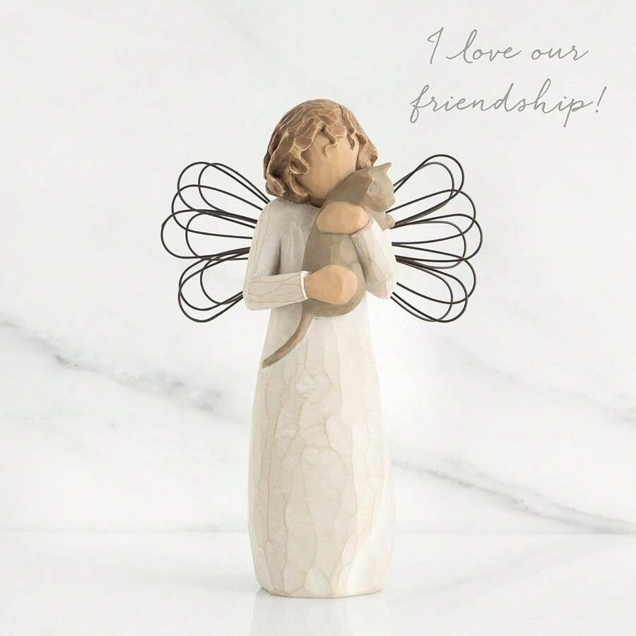 Pet Loss Cat Memorial Gift, Hand Painted Angel Cat Statue, Sympathy