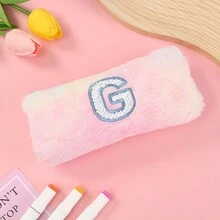 渐变色可爱女孩毛绒八角形铅笔盒，学生时尚铅笔袋 - G - 查看 1