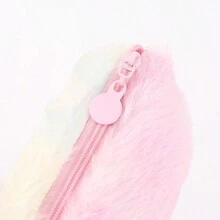 渐变色可爱女孩毛绒八角形铅笔盒，学生时尚铅笔袋 - G - 查看 5