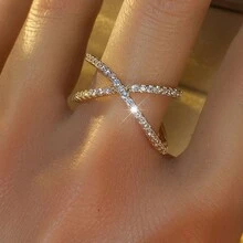 新款设计女士十字交叉锆石戒指，时尚珠宝 - 戒指 - 查看 16