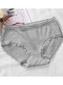 4 calzones lindos para niñas de canalé, cintura elástica, suaves, transpirables. Pantaleta para niñas de canalé - Multicolor - Ver 4