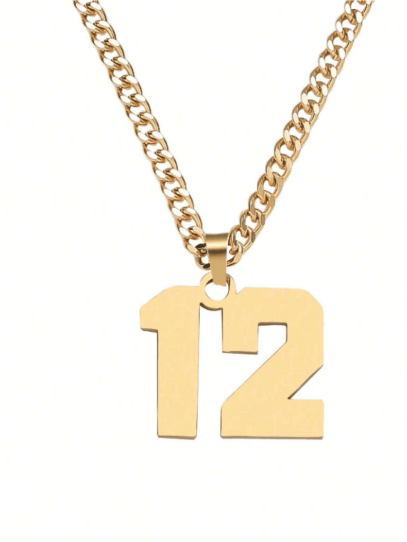 1 件朋克鍍金不銹鋼數字吊墜項鍊帶鏈條男士禮物 - 金色 - 查看 1
