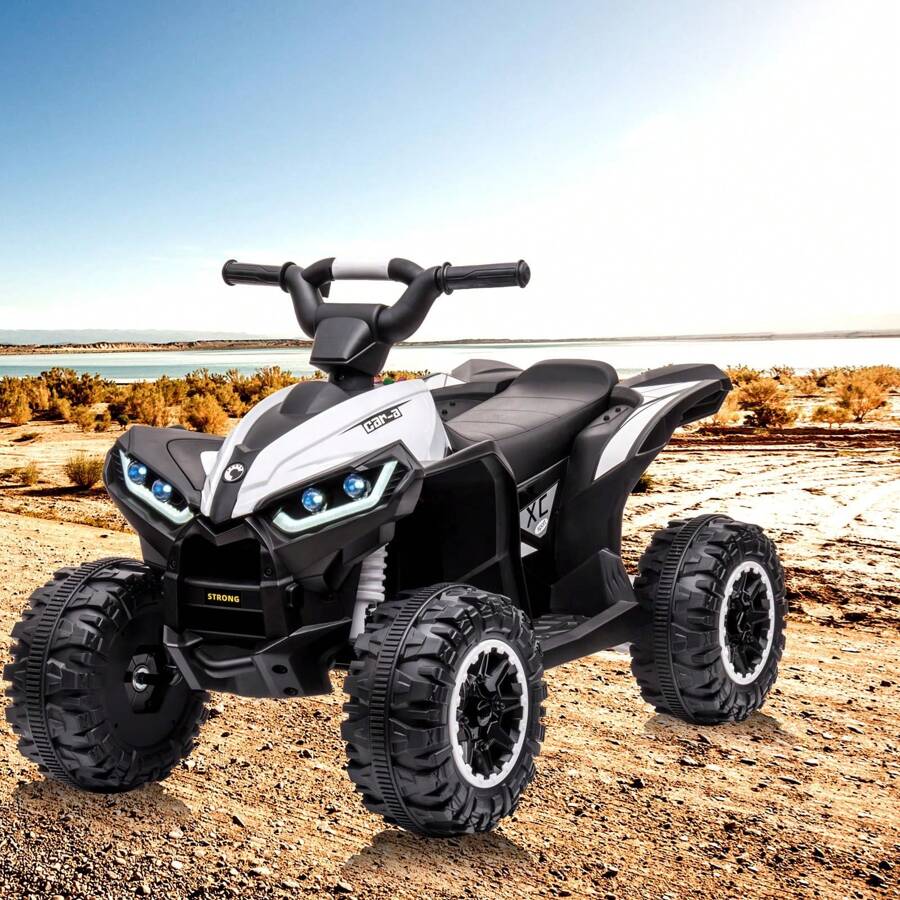 12V Kids Ride On ATV 4 Wheeler Electric Vehicle For Toddlers, Battery Powered Toy Car With LED Lights, Music, High/Low Speed, Treaded Tires For Boys Girls