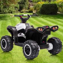 12V Kids Ride On ATV 4 Wheeler Electric Vehicle For Toddlers, Battery Powered Toy Car With LED Lights, Music, High/Low Speed, Treaded Tires For Boys Girls