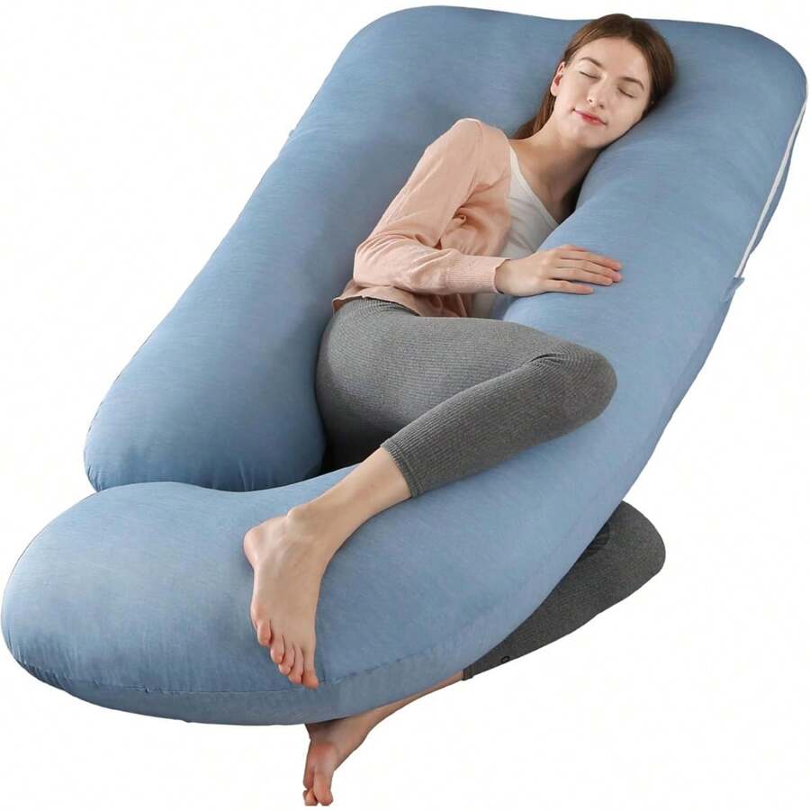 BATTOP Pregnancy Pillow For Sleeping,Maternity Pillow With Cooling Removable Cover,57 Inch Cooling Body Pillow,Support For Back,Hips,Legs,Belly,Pregnancy Must Haves