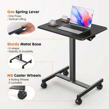 Mobile Small Stading Desk - Sit Stand Desk, Portable Rolling Laptop Desk With Lockable Wheels, Computer Workstations, Adjustable Height