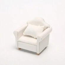 1:12 Dollhouse Miniature Living Room Furniture Set - 3pcs White Fabric Sofa With 4 Pillows, Doll House Sofa, Micro Scenery Decor, Reclining Loveseat, White Decorative, Doll Furniture, Cute Small Sofa, Exquisite Small Sofa Pendant, Miniature Toy Furniture, Suitable As A Gift