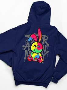 Cold Blouse Streetwear Rabbit Kangaroo Sweatshirt Unisex Coat - 藏蓝色 - 查看 2