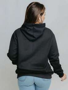 Cold Blouse Cotton Sweatshirt Women's Basic Kangaroo Print Various Colors 5291 - màu đen - Xem 3