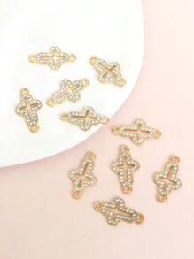 10 件时尚彩色水钻镶嵌镂空十字连接器创意 3 种款式设计吊坠，适用于 DIY 项链、手链、耳环等 - 完美的双悬挂配件，用于制作独特的珠宝