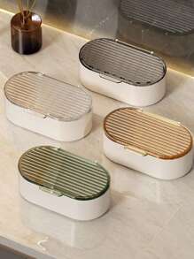 1pc Double Layer Soap Dish With Drain Cover, Lightweight And Luxury Portable Dust-Proof Soap Container Bathroom Bathroom Accessories Bathroom Tools - Multicolor - View 7