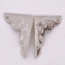 4 Packs Vintage Silvery Horn Flower Corner Protectors For Wooden Boxes - Latex-Free, Antique Finish Hardware