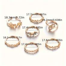 7pcs/Dainty Gold Stackable Rings Set Heart Crystal Thin Band Stacking Rings Bohemian Cute Matching Jewelry For Women Daily Gift - Multicolor - View 3