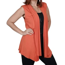 Women's Maxi Viscolycra Stretched Vest Elegant Tailoring Third Piece - 亮橙色 - 查看 9