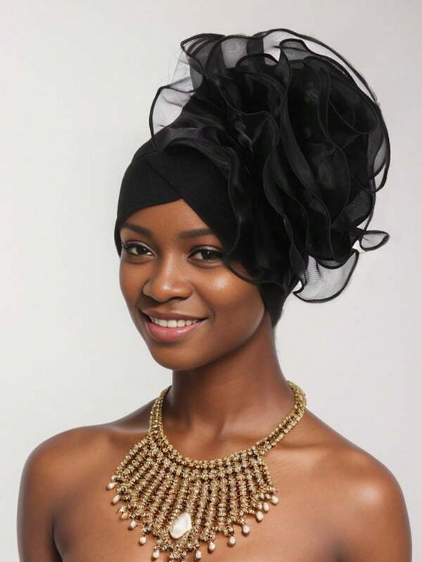 1pc New Fashionable European & American Large Floral African Headscarf Halloween Valentine's Day Hair Sleep Cap