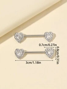 1 par de anillos para pezones con forma de corazón de circonita cúbica para San Valentín, mamá, Día de la Madre, regalo
