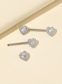 1 par de anillos para pezones con forma de corazón de circonita cúbica para San Valentín, mamá, Día de la Madre, regalo