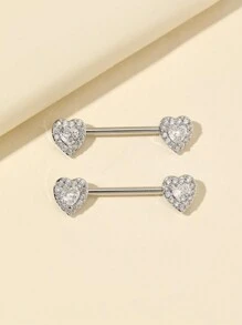 1 par de anillos para pezones con forma de corazón de circonita cúbica para San Valentín, mamá, Día de la Madre, regalo
