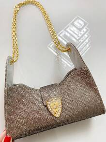 Women's Small Gliter Boiadeira Country Bag Chain Strap New! - Rust Brown - View 1