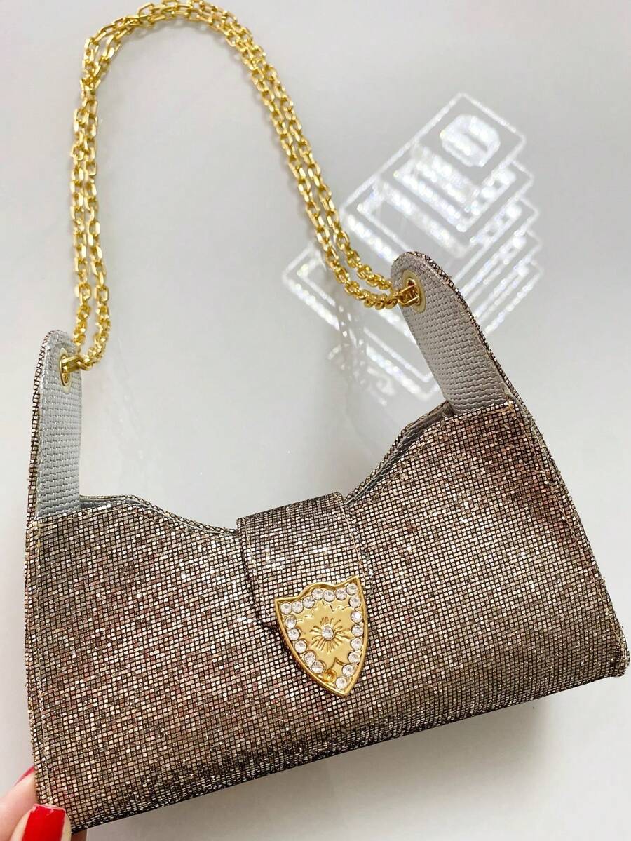 Women's Small Gliter Boiadeira Country Bag Chain Strap New! - Rust Brown - View 1