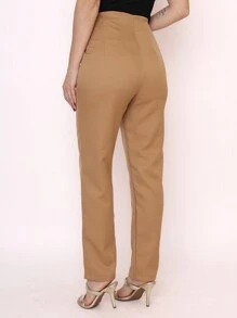 Women Pants - 卡其色 - 查看 3