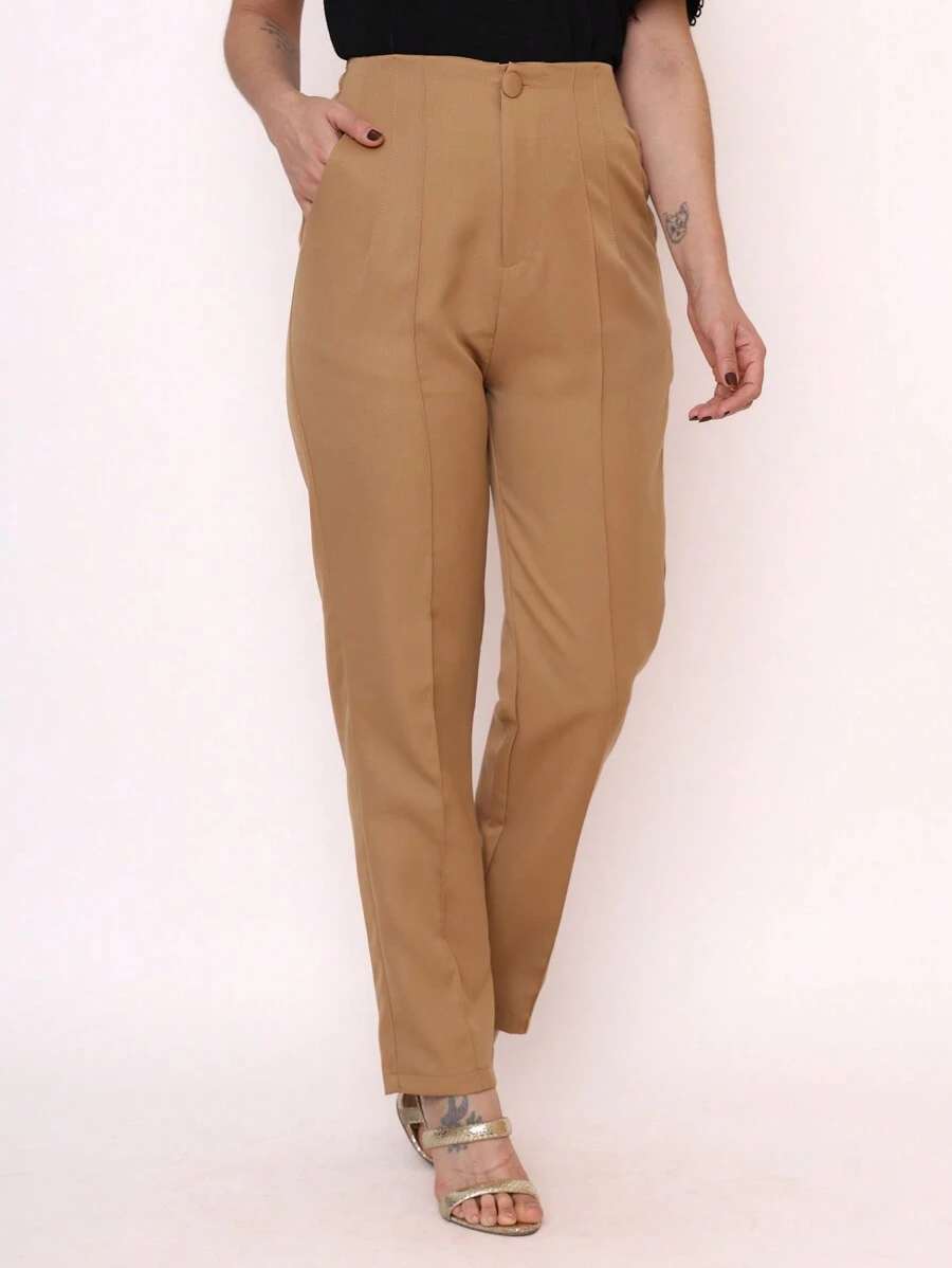 Women Pants - 卡其色 - 查看 1