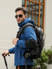 YOMEGO 男士三合一冬季连帽外套，带口袋的滑雪夹克，防水防风时尚外套，透气风衣，带温暖羊毛衬里，适合户外、慢跑、徒步旅行、露营