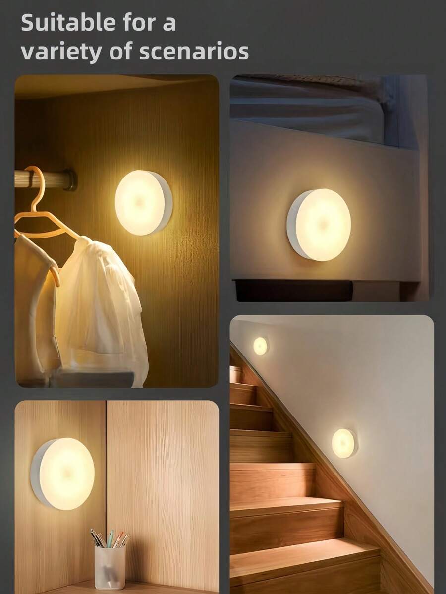 1 Đèn cảm biến chuyển động LED có thể sạc lại bằng USB, chất liệu ABS, keo dán từ tính, dễ lắp đặt, thích hợp cho tủ quần áo, tủ, phòng trẻ em, phòng tắm, hành lang, cầu thang, phòng ngủ (Lưu ý: Cần sạc 5 giây trước khi sử dụng, nếu không có thể không sáng, pin có chức năng bảo vệ)