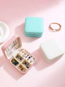 1pc Travel Jewelry Storage Box, Simple Travel And Home Jewelry Storage Box, Portable Earrings, Rings, Bracelets, Jewelry Storage Box, Fashionable Personalized Leather Jewelry Storage Container, Used For Ring, Necklace, Earnail Storage, Perfect Gift For Women, Exquisite And Unforgettable Holiday Gifts For Mother's Day And Valentine's Day, Christmas Gifts