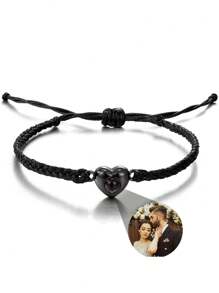 Vòng tay chiếu đá tự nhiên tùy chỉnh, Vòng tay chiếu đá mã não tròn 6mm có ảnh nhúng, Vòng tay chiếu ảnh thú cưng gia đình/cặp đôi bằng thép không gỉ được cá nhân hóa, Quà tặng kỷ niệm - vòng đeo tay chiếu - Xem 26