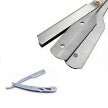 Navalha de Barbear Profissional Aço Inox Navalhete de Acabamento Sobrancelha Barba Barbeiro - Prata - Visão 3