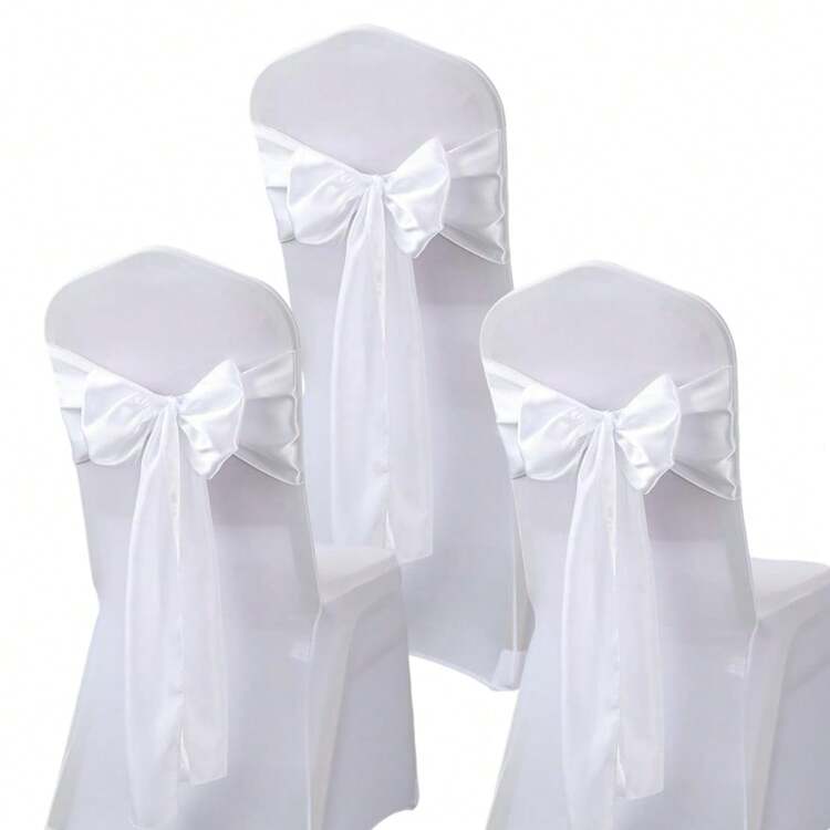 10pcs Satin Chair Sash With Bowknot, Versatile Chair Decor For Wedding, Reception, Party, Hotel Event - Multicolor - View 11