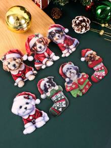Ornements avec motif de chien de Noël, boîte-cadeau, charms de chiens suspendus, décoration de sapin de Noël, décoration de Noël pour les amateurs d'animaux de compagnie, décoration de Noël Décoration intérieure 2024 Bonne année 2025 Cadeaux, Noël