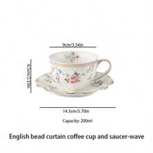 1 Set French Style Coffee Cup & Saucer, Ceramic Cup With Gold Rim, Vintage Floral Afternoon Tea Cup, High-End Coffee Cup & Saucer, Office Water Cup, Gift For Birthday, Mother's Day