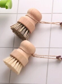 1pc/2pcs Natural Sisal Brush, Wooden Handle Non-Scratch Pot Scrub Vegetable Brush, Multipurpose Kitchen Cleaning Brush - Multicolor - View 5