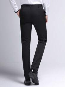 Pantalones largos formales negros para hombre, pantalones de caballero