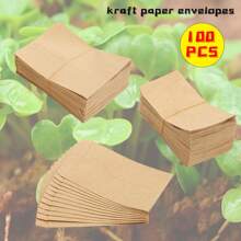 100 Stück leere Umschläge aus braunem Kraftpapier, Samenbeutel, Samenbeutel-Aufbewahrungstasche, Weihnachten, Valentinstag