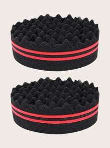 2 Pcs Small And Big Hole Hair Sponge, Wave Shaped Hair Brush, Hair Brush Sponge For Twist Dreads Locking Afro Curl Brush Barber,Curly Hair Sponge Wave Hairstyle Care Tool Hair Care Brush For Curls, Free Style Wave Hair Sponge Brush,Hair Care Tool,Men&Women - Multicolor - View 9