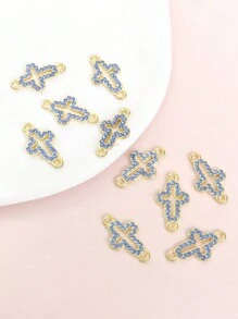 10 件时尚彩色水钻镶嵌镂空十字连接器创意 3 种款式设计吊坠，适用于 DIY 项链、手链、耳环等 - 完美的双悬挂配件，用于制作独特的珠宝