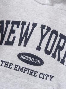 Tween Girl Sweatshirt, 2024 New Casual Letter Print Thermal Lined Long Sleeve Top, Autumn Winter - Grey - View 5