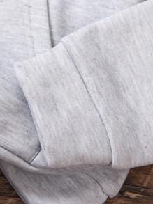 Tween Girl Sweatshirt, 2024 New Casual Letter Print Thermal Lined Long Sleeve Top, Autumn Winter - Grey - View 8