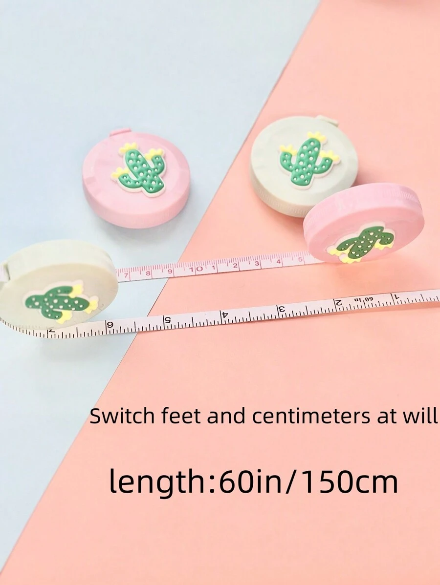 1 thước dây mini, thước kẻ nhỏ mềm dẻo màu Macaron để đo cơ thể, kích thước quần áo - cây xương rồng - Xem 1