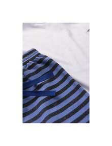 Children's Gody Boy's Set With Striped Bermuda Hoodie - 白色 - 查看 2