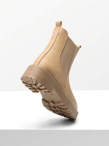 Women's Chelsea Ankle Boots Fashionable Low Heel With Lug Sole Platform And Featuring Detailed Sitching Slipon Design Includes Elastic Gore Insets And A Heel Loop Short Booties - Màu Khaki - Xem 5