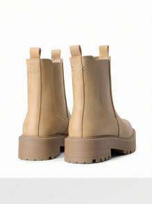 Women's Chelsea Ankle Boots Fashionable Low Heel With Lug Sole Platform And Featuring Detailed Sitching Slipon Design Includes Elastic Gore Insets And A Heel Loop Short Booties - Màu Khaki - Xem 4